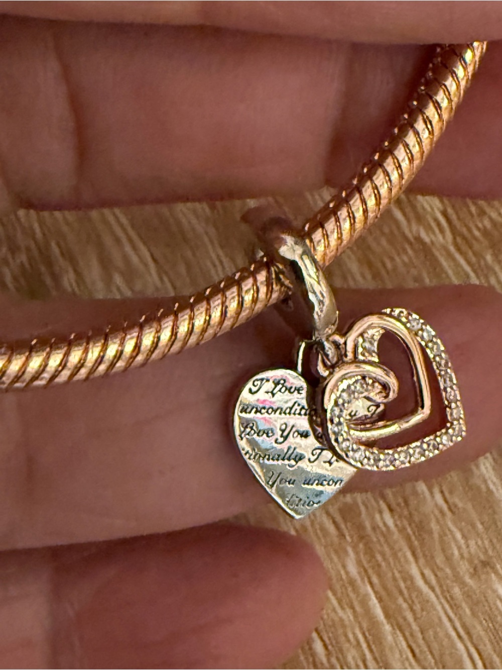 Pandora Rose Gold Double Heart Charm Bracelet Accent - Picture 5 of 14